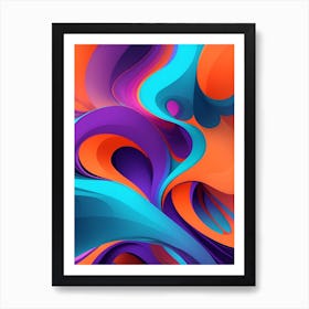 Abstract Colorful Waves Vertical Composition 2 Art Print