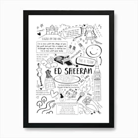 Ed Sheeran Doodle Lyrics Art Print