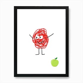 Red Apple.A work of art. Children's rooms. Nursery. A simple, expressive and educational artistic style. Art Print