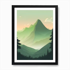 Misty Mountains Vertical Composition In Green Tone 86 Art Print