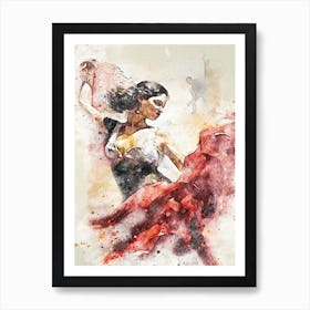 Flamenco Dancer Art Illustration In A Painting Style 16 Art Print