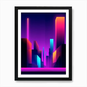 Neon City Skyline Affiche