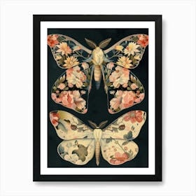 Night Butterflies William Morris Style 7 Art Print