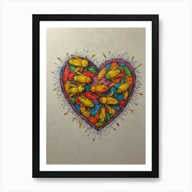 Bees In A Heart Poster