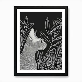 Devon Rex Cat Minimalist Illustration 2 Art Print