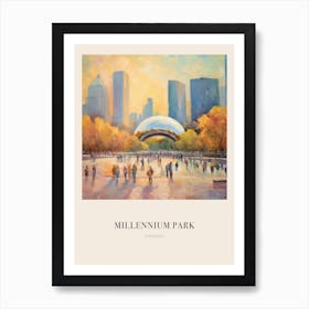 Millennium Park Chicago 2 Vintage Cezanne Inspired Poster Art Print