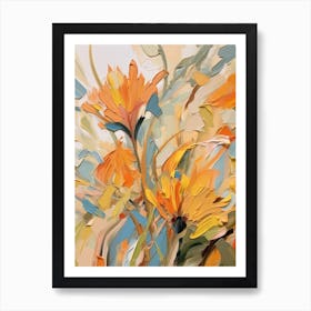 Fall Flower Painting Calendula 1 Art Print