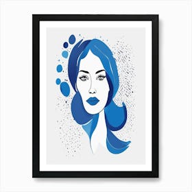 blue matisse watercolour woman portrait 7 Art Print