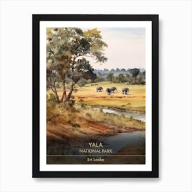 Yala National Park Sri Lanka Watercolour 1 Art Print