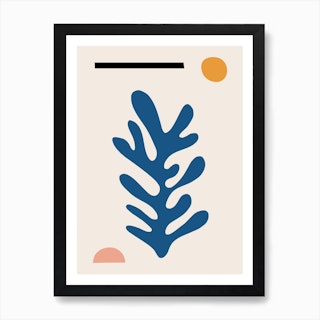 Blue Leaf Inspired By Matisse Art Print