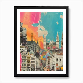 Belgium   Retro Collage Style 4 Art Print