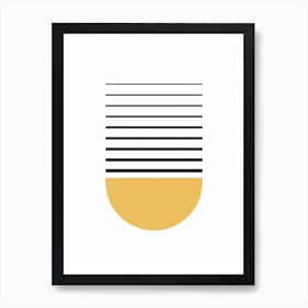 Gold & Black Stripe Mid Century Minimal Abstract Art Print