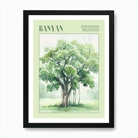 Banyan Tree Atmospheric Watercolour Painting 2 Poster Art Print