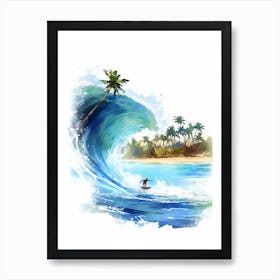 Surfing In A Wave On Anse Source D Argent, Seychelles 1 Poster