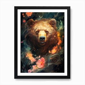 Bear With Flowers 1 Art Print