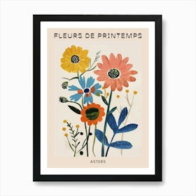 Spring Floral French Poster  Asters 1 Art Print