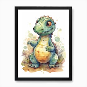 Nodosaurus Cute Dinosaur Watercolour 1 Art Print