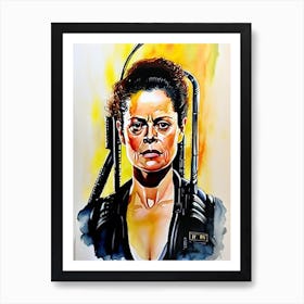 Sigourney Weaver In Aliens Watercolor 2 Art Print