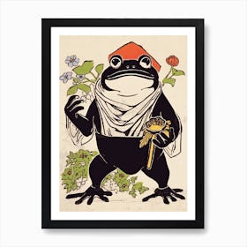 Frog In The Garden,  Matsumoto Hoji Inspired Japanese 3 Art Print