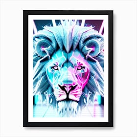 Neon Lion Minimalistic Art Print