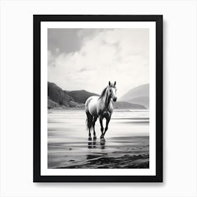 A Horse Oil Painting In Rhossili Bay, Wales Uk, Portrait 4 Art Print