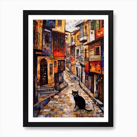 Painting Of Buenos Aires With A Cat In The Style Of Gustav Klimt 3 Art Print