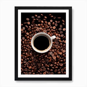 Coffee Cup On Coffee Beans 1 Art Print