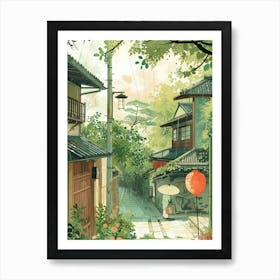 Kyoto Japan 10 Retro Illustration Art Print