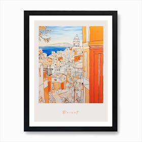 Beirut Lebanon Orange Drawing Poster Art Print