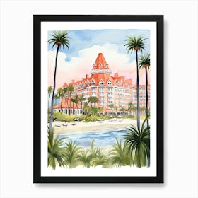 Hotel Del Coronado   Coronado, California   Resort Storybook Illustration 2 Art Print