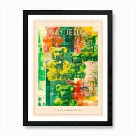 Green Gummy Bears Retro Collage 3 Poster Art Print
