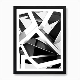 Black and White Deco Geometry Art Art Print