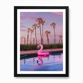Pink Pool Flamingo Art Print