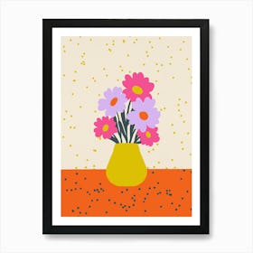 Flowers In A Vase Pink, Violet, Orange Art Print