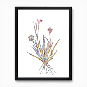 Stained Glass Yellow Eyed Grass Mosaic Botanical Illustration on White n.0225 Art Print