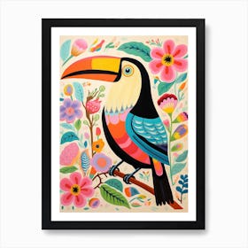 Pink Scandi Toucan 2 Art Print