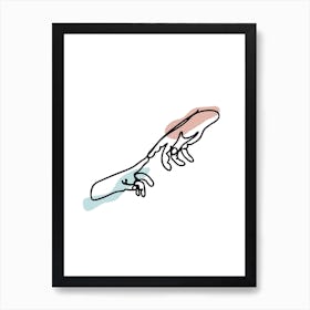 Female Hands Touch Line Art Art Print