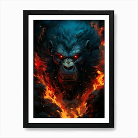 Gorilla In Flames Art Print