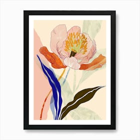 Colourful Flower Illustration Peony 4 Art Print