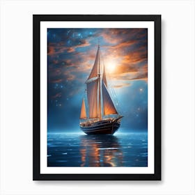 Sailboat On The Sea Art Print
