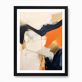 Charcoal And Orange Autumn Abstract Painting 2 Art Print