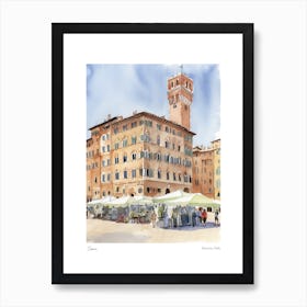 Siena, Tuscany, Italy 3 Watercolour Travel Poster Art Print