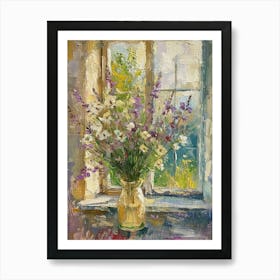 Lavender Flowers On A Cottage Window 3 Art Print