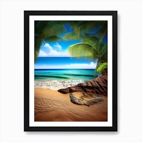 Beach Scene With Palm Trees 1 Art Print