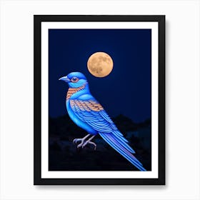 Bluebird At The Moon Art Print