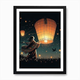 Lanterns In The Sky Art Print