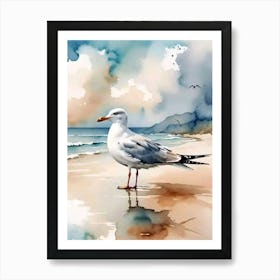 Seagull On The Beach Art Print