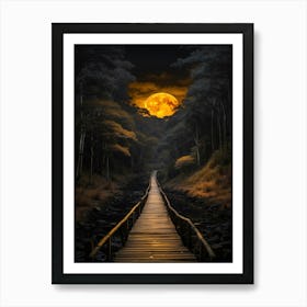 Full Moon Over The Woods Art Print