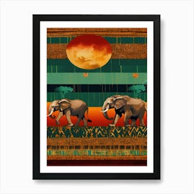 African Elephants 1 Art Print