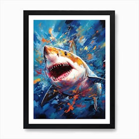  A Shark With Jaw Vibrant Paint Splash 1 Art Print